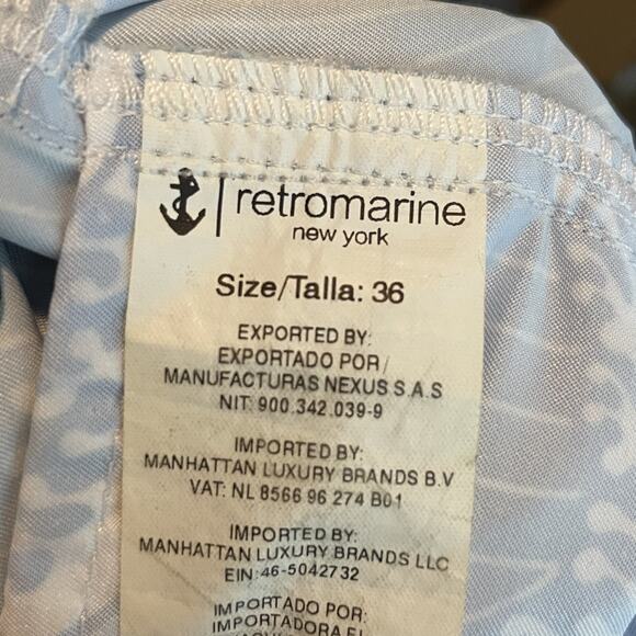 Retromarine New York Men's Board Shorts Size 36 Blue Wave Print, Mesh Lined, Zip - Picture 8 of 9